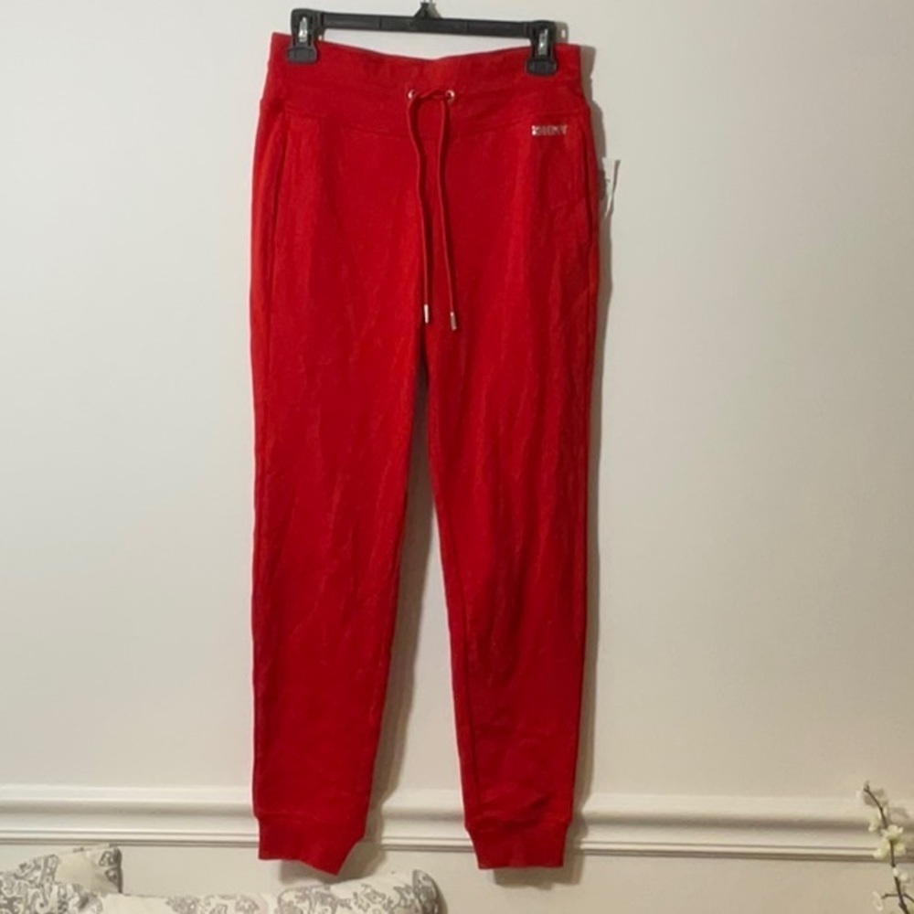 Dkny Red Jogger Sweatpants with Tapered Ankles